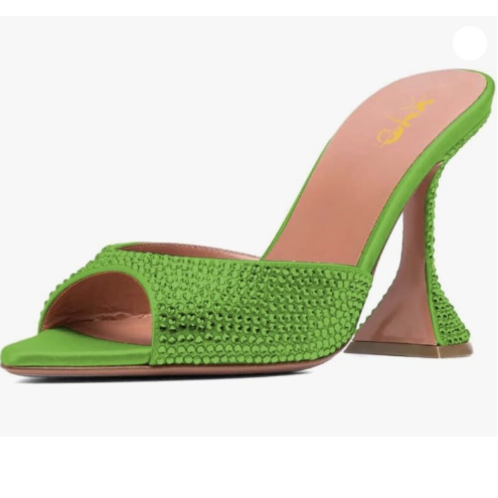 XYD Green Open-Toe Heels